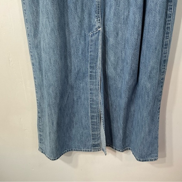 Vintage Denim Sleeveless Maxi Dress Jeans Button Down Fitted Size M - Picture 7 of 12